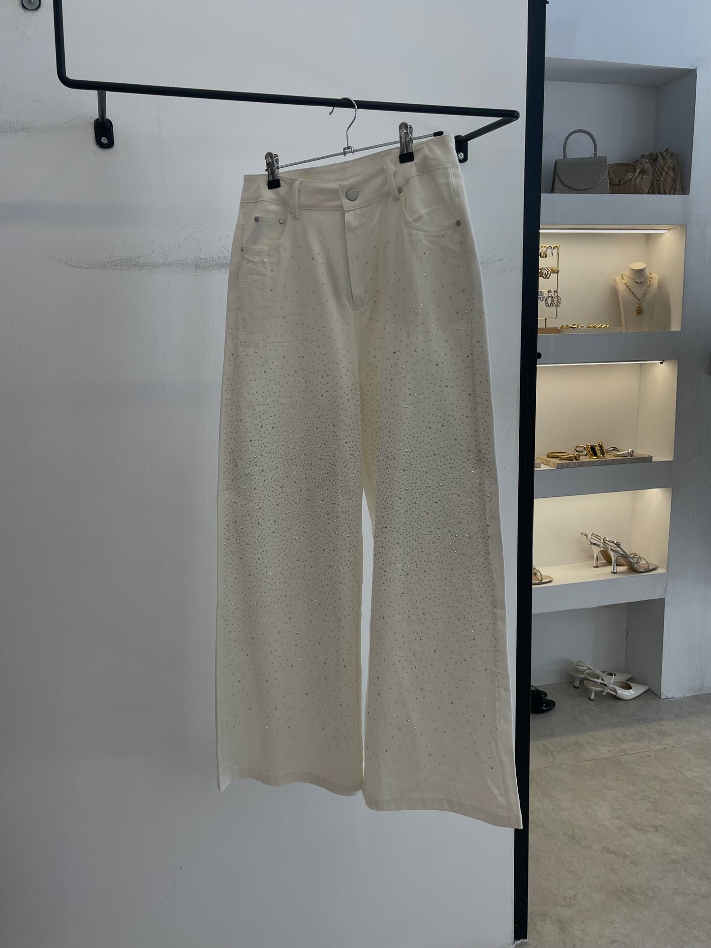 White Jean With Diamonds