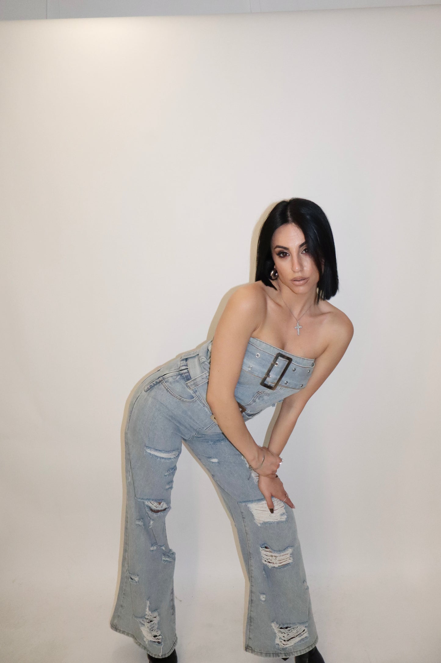 Strapless Jean Jumpsuit