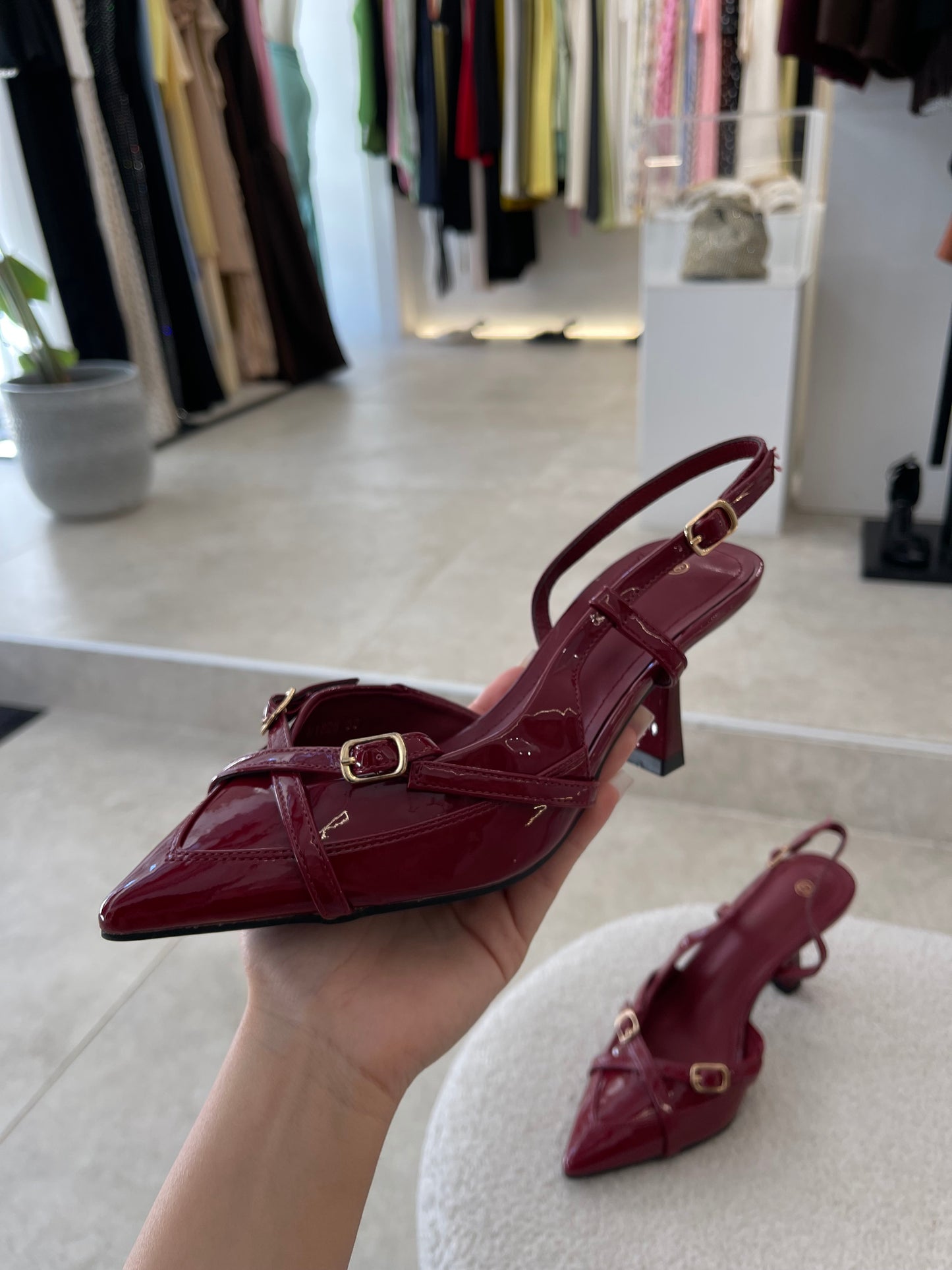 Red Wine Heels With Straps