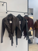 Belted Leather Wrap Jacket