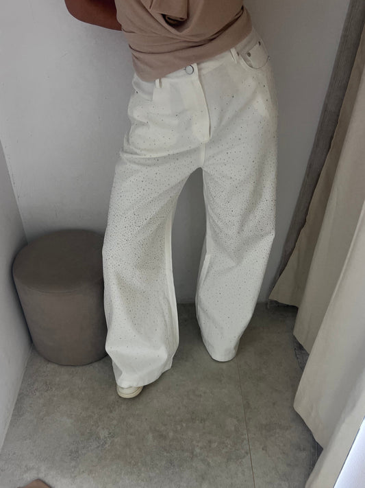 White Jean With Diamonds