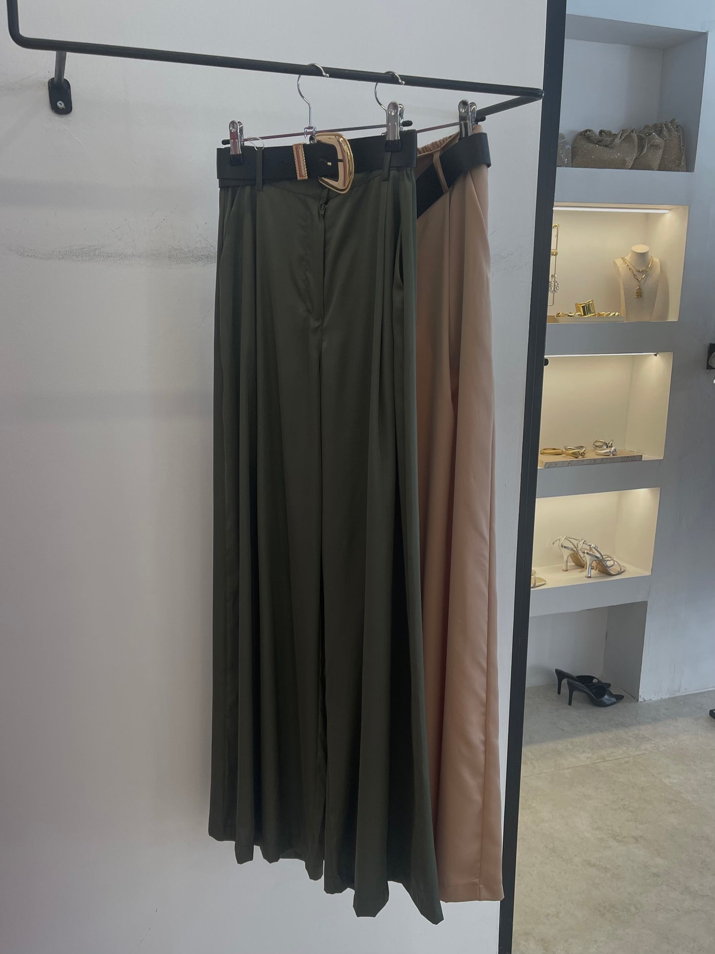Satin Pants With Belt