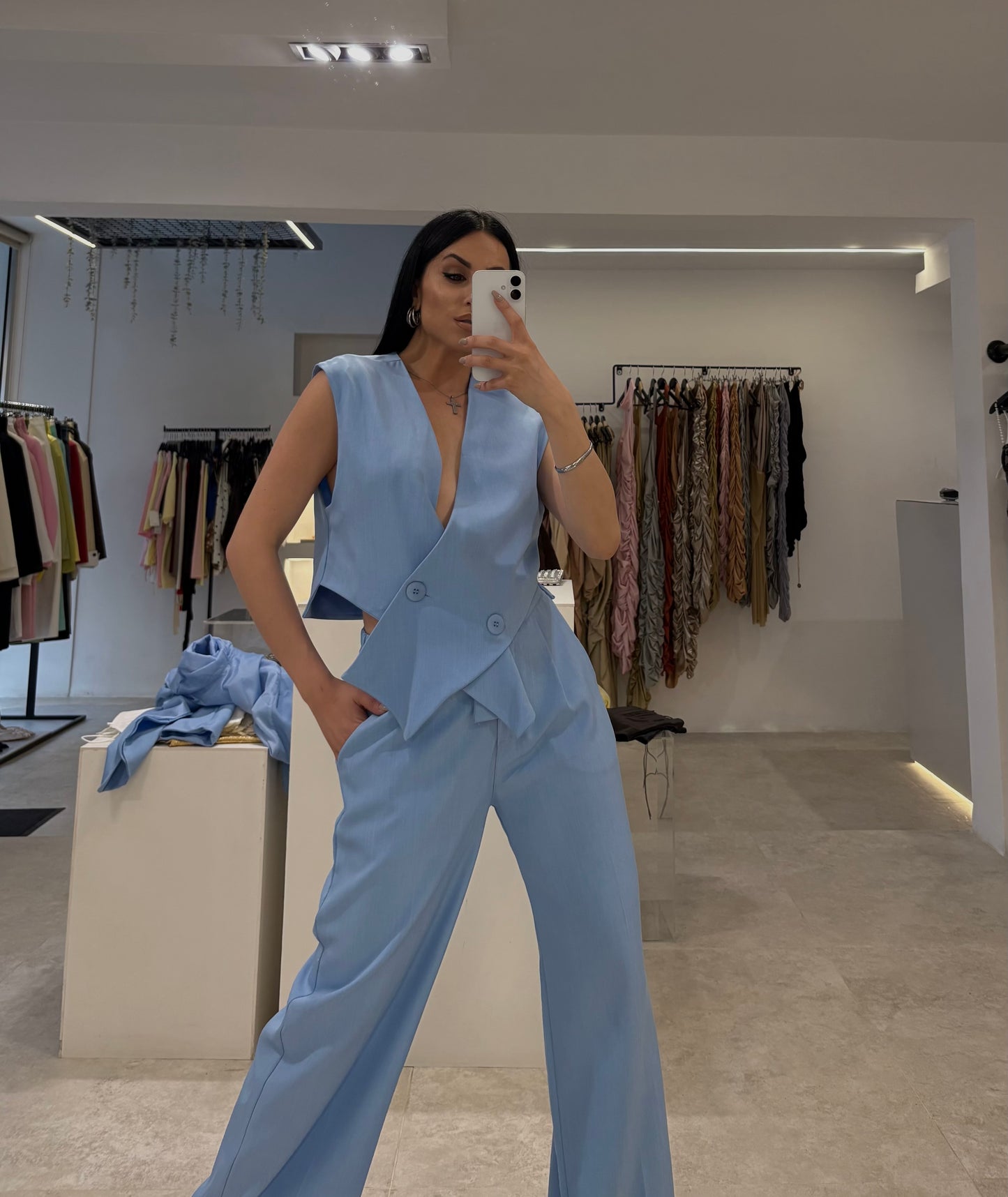 Three-Piece Blue Suit Set