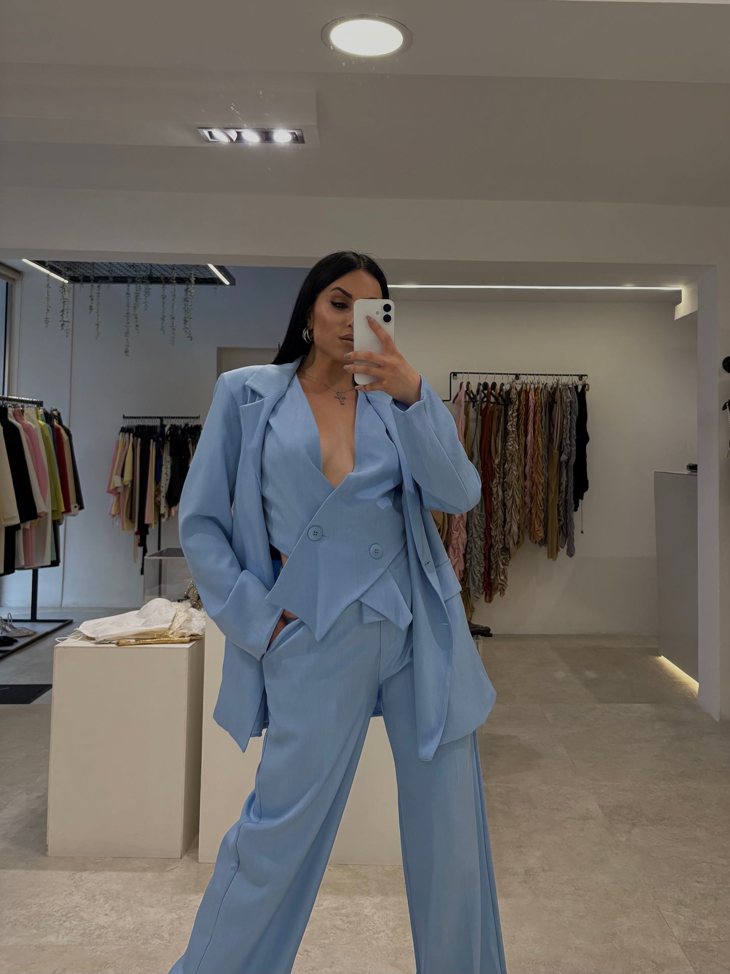 Three-Piece Blue Suit Set