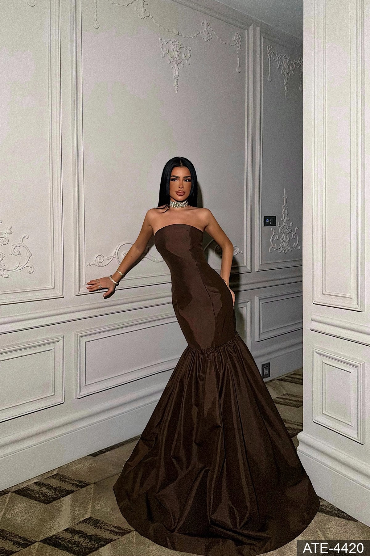 Evelyn Balloon Dress Brown