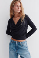 Cowl Neck Long Sleeve Top
