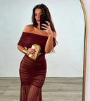 Off Shoulder Mesh Dress