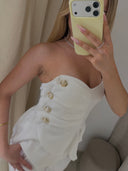 White Strapless Set With Gold Detail