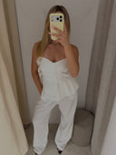 White Strapless Set With Gold Detail