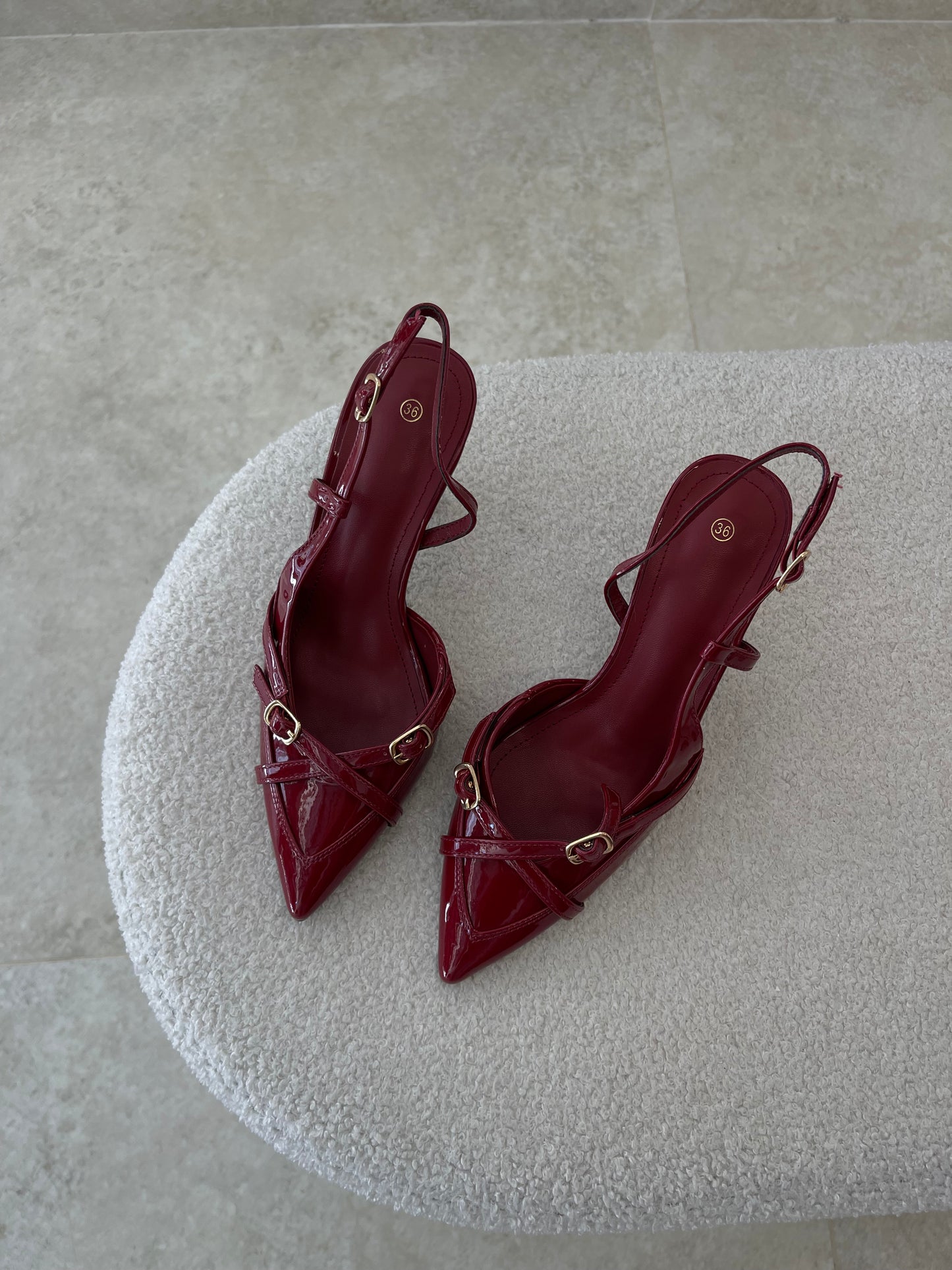 Red Wine Heels With Straps