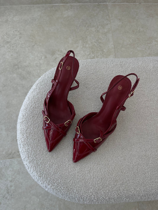 Red Wine Heels With Straps