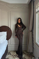 Long Sleeve Maxi Dress Brown