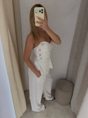 White Strapless Set With Gold Detail