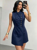 Mini Dress With Gold Buttons