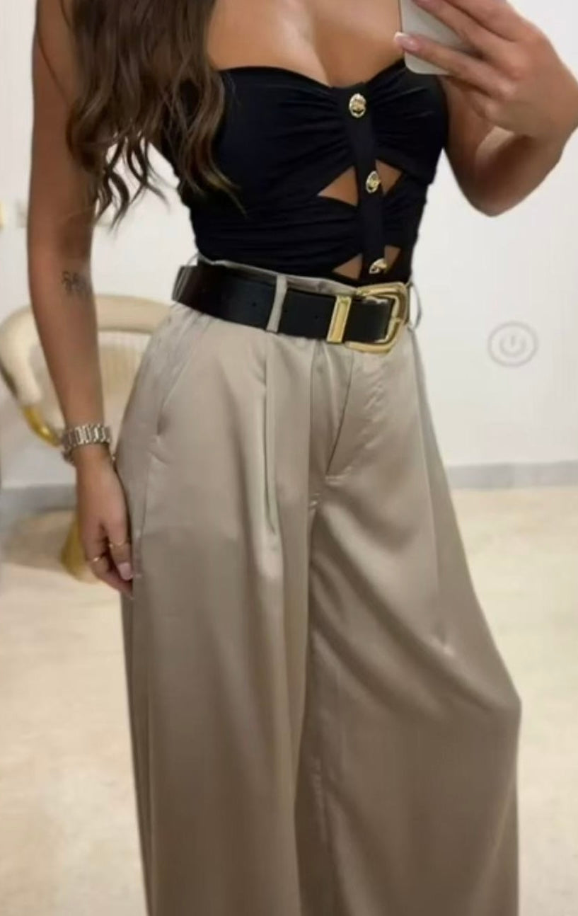 Satin Pants With Belt