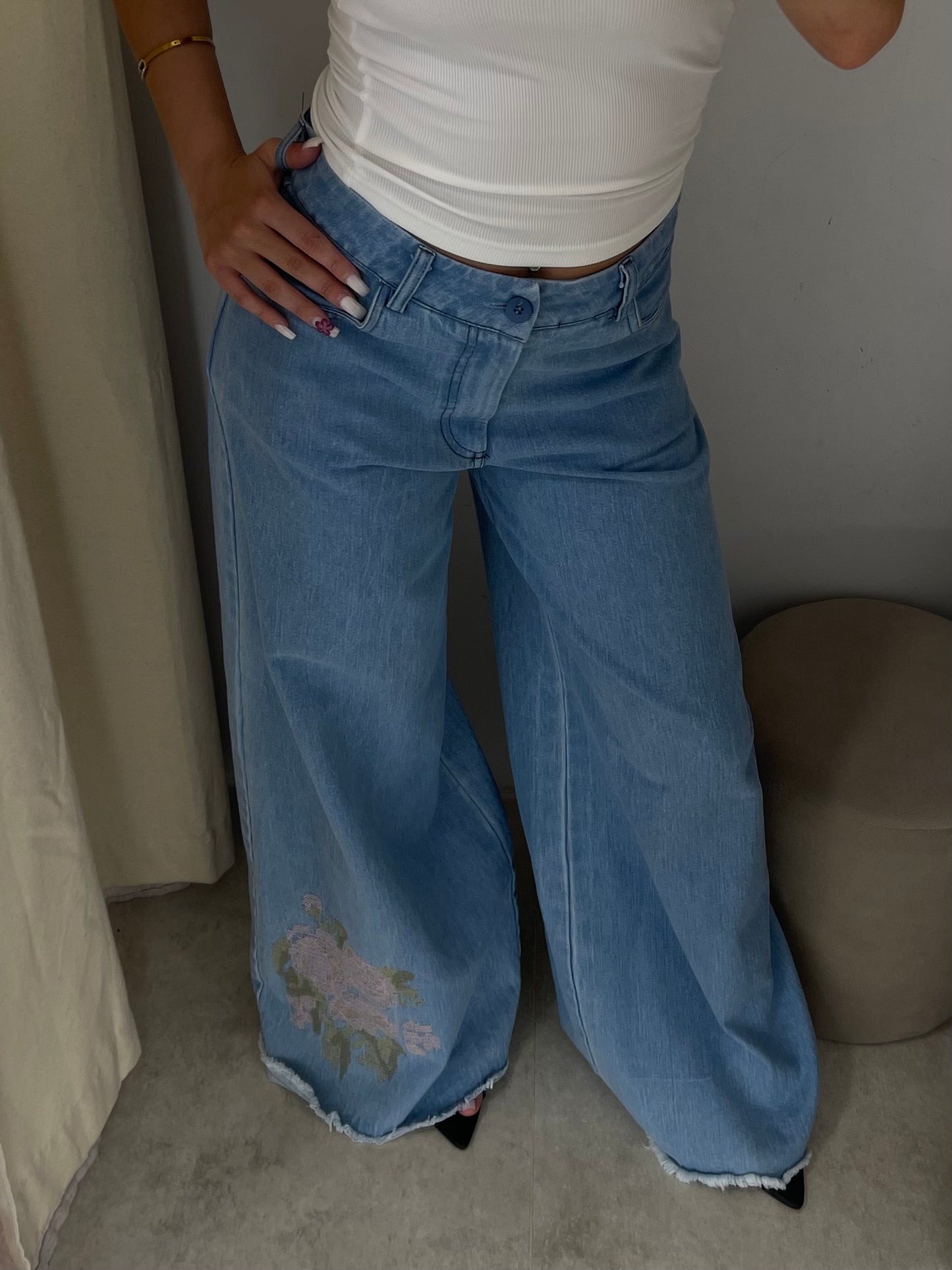 Jean With Rose Detail