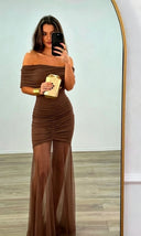 Off Shoulder Mesh Dress