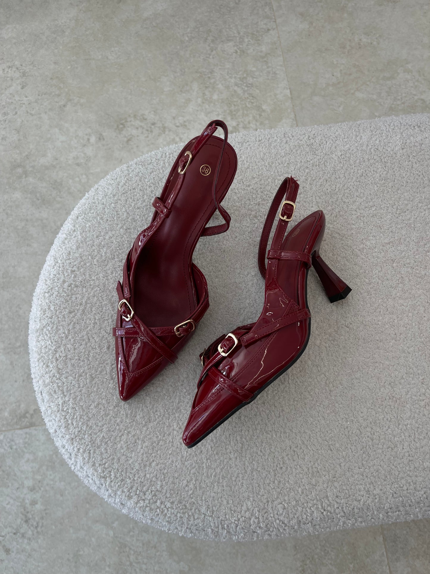 Red Wine Heels With Straps