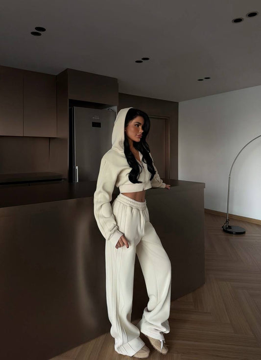 Zina Crop Tracksuit Beige