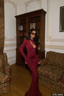 Long Sleeve Maxi Dress Burgundy