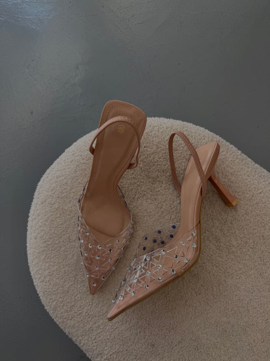 Beige Diamond Heels