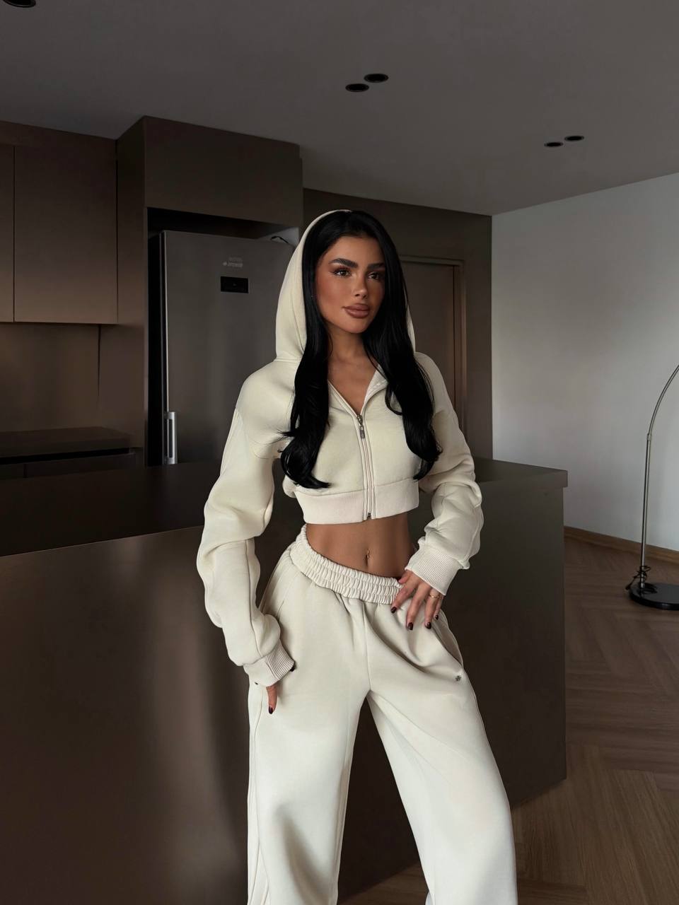 Zina Crop Tracksuit Beige