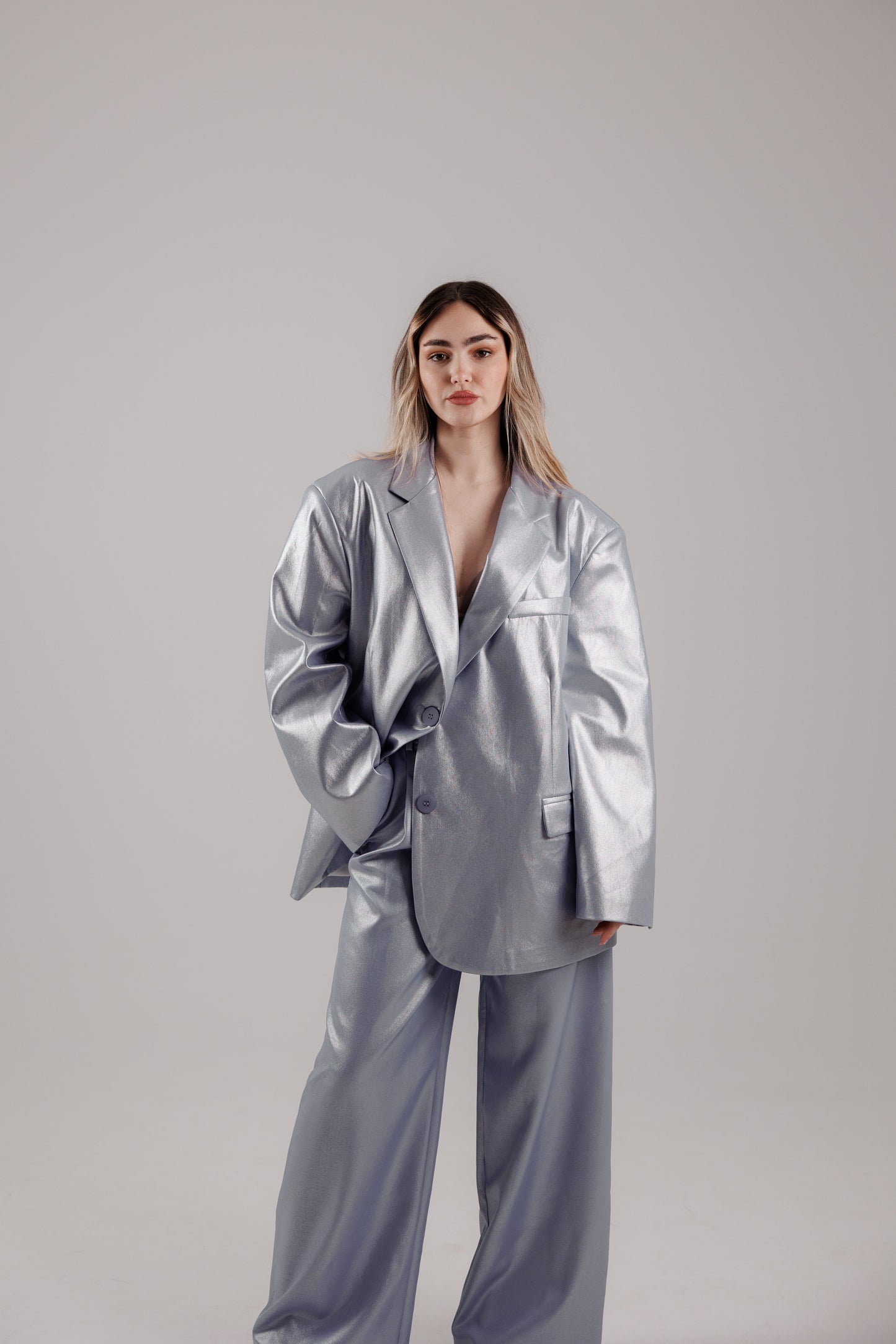 Lumina Metallic Blazer in Lime